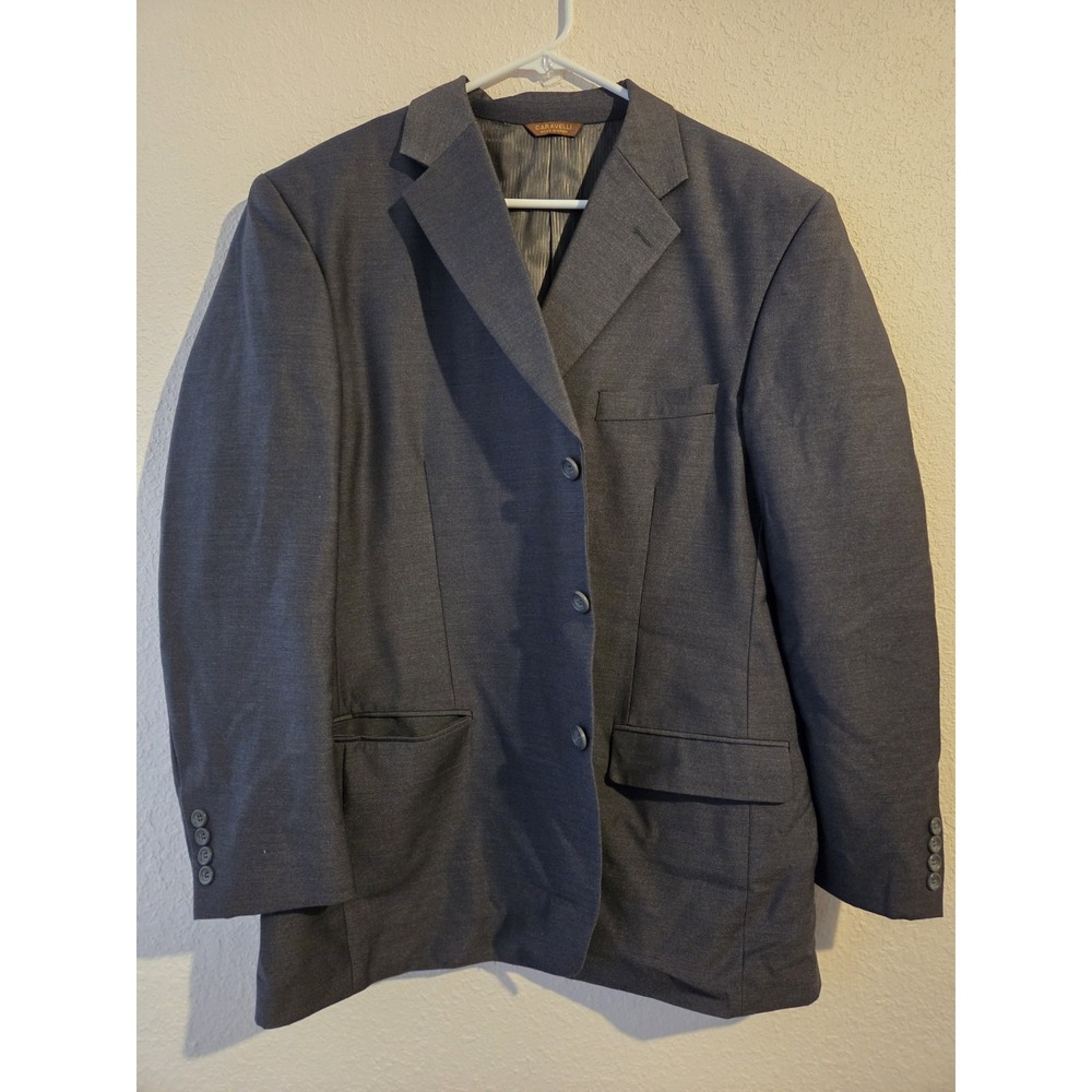 Caravelli Italy Gray Men's 3 button Blazer Suit Size- 46  Superior 150's
